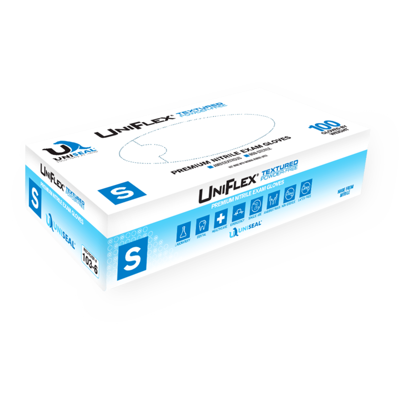 Gloves Nitrile Powder Free Textured UniFlex 100/Box