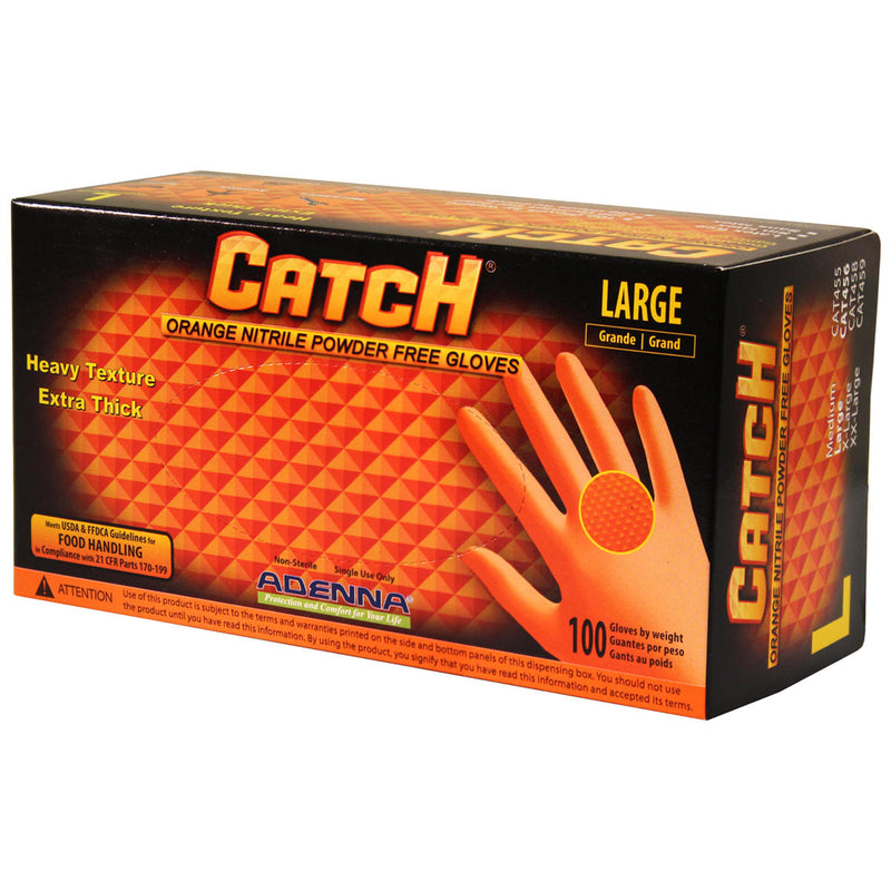 Gloves Catch Orange Nitrile Medium (100)