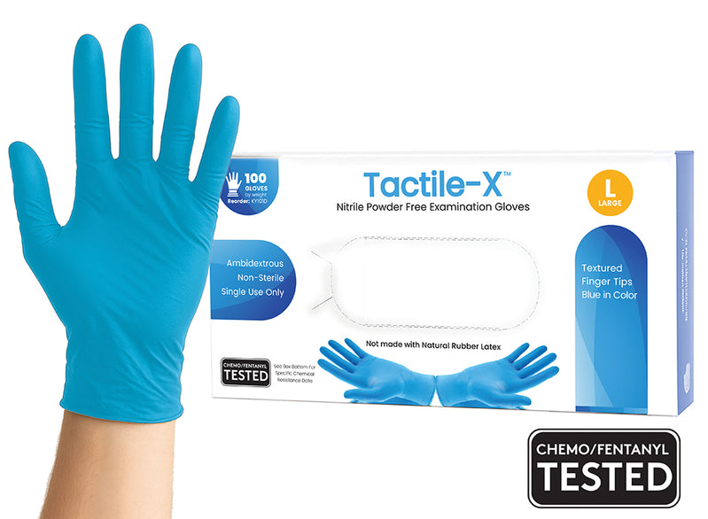Gloves Nitrile Powder Free Textured Blue (Tactile-X)
