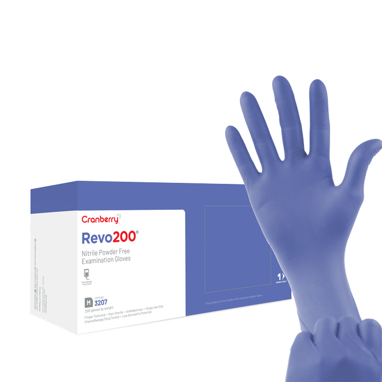 Revo200 Nitrile Exam Gloves Powder Free,Violet Blue, 200/Box (Cranberry)