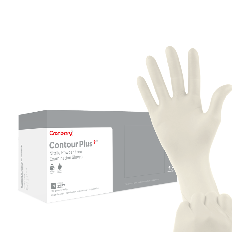 Contour Plus Nitrile Exam Gloves, 100/Pkg (Cranberry)
