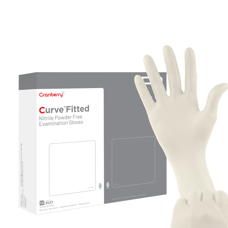 Curve Fitted Nitrile Exam Glove, 100/Box (Cranberry)
