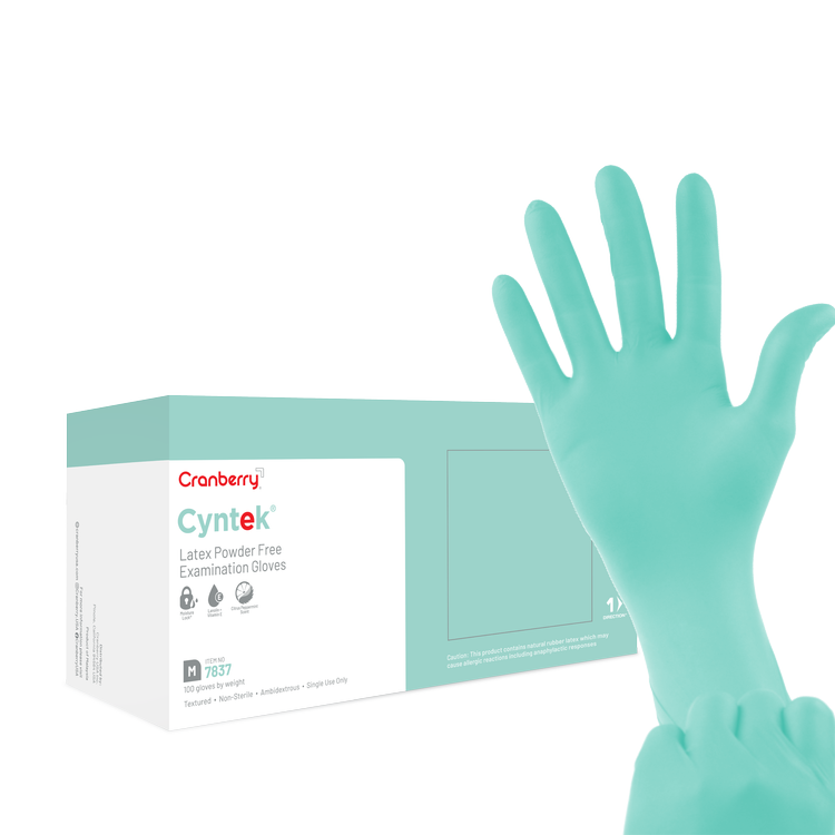 Cyntek Powder-Free Latex Exam Gloves, 100/Box (Cranberry)