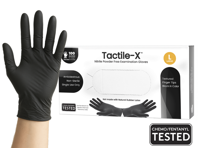 Gloves Nitrile Powder Free Textured Black (Tactile-X)