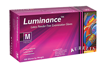 Aurelia Luminance Latex Exam Glove Powder Free Polymer Coating 100/box