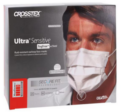 Mask UltraSensitve FogFree W/Shield Secure Fit ASTM Level 3 White 25/Bx