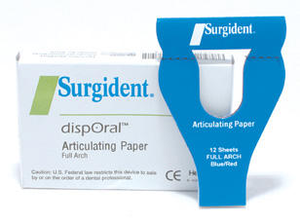 Surgident dispOral Articulating Paper Red/Blue (Shape: Horseshoe 6/box)