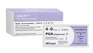 Unify Suture PGA Pack of 12 (Size: PGA S 4-0 18