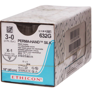 Ethicon Silk Sutures Pack of 12 (Size: Ethicon 3-0 Suture Silk Black X-1 18