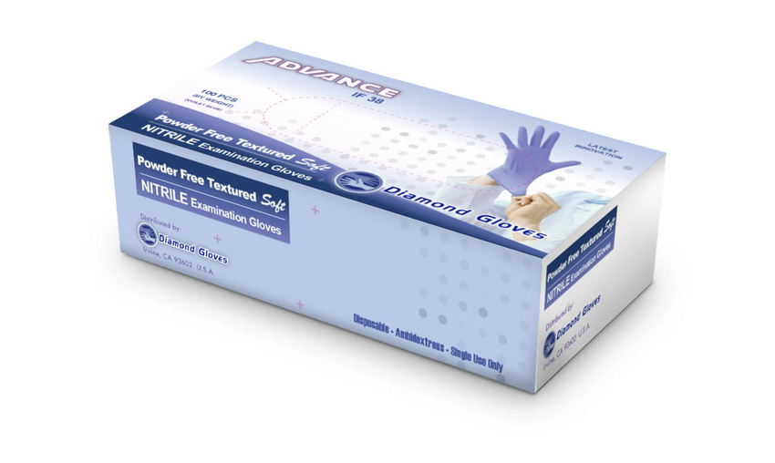 Advance Diamond Violet Blue Nitrile Gloves (100) 